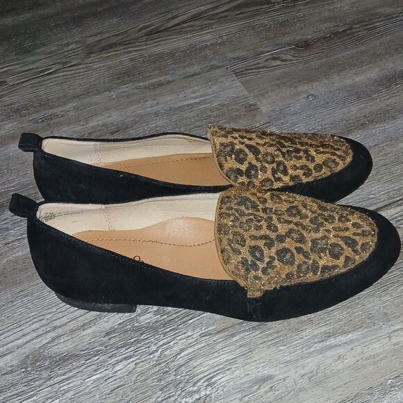 Baretraps Elliana Black Suede Flat with Leopard Print Women SZ 7M - Picture 6 of 8
